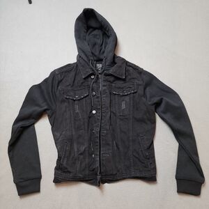 Urban Heritage Men’s Distressed Hooded Jean Jacket Size Small